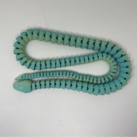 Articulating Snakes 3D Printed 5' Long (60") Teal/Yellow Color Décor Gift - Picture 7 of 7